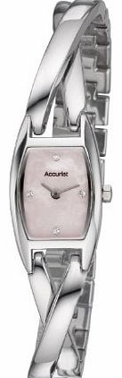 Accurist Ladies / Womens Dress Watch Crystal Set Pink Mother of Pearl Dial