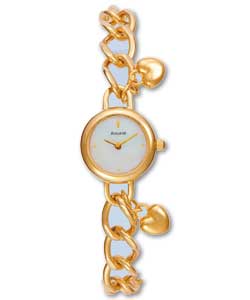 Ladies Gold Plated Bracelet Watch with Charms