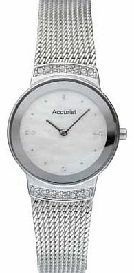 Ladies Silver Plated Mesh Strap Watch
