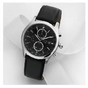 Accurist mens black chrono with black leather