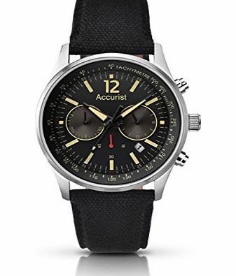 Accurist Mens Quartz Watch with Black Dial Chronograph Display and Black Nylon Strap MS611BB