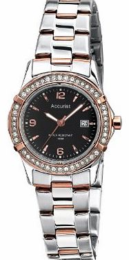 Accurist Womens Quartz Watch with Black Dial Analogue Display and Multicolour Stainless Steel Plated Bracelet LB1546B