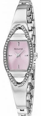 Accurist Womens Quartz Watch with Pink Dial Analogue Display and Silver Stainless Steel Bracelet LB1458P