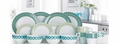 ACE 12-Piece Turquoise Pattern Dinner Set