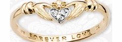 9ct Gold Forever Love Claddagh Ring With Diamonds