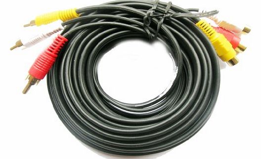 Acessories 4U Gold 3 Phono Male to Female RCA 5M A/V Extension Lead Triple Audio Video Cable Red White Yellow