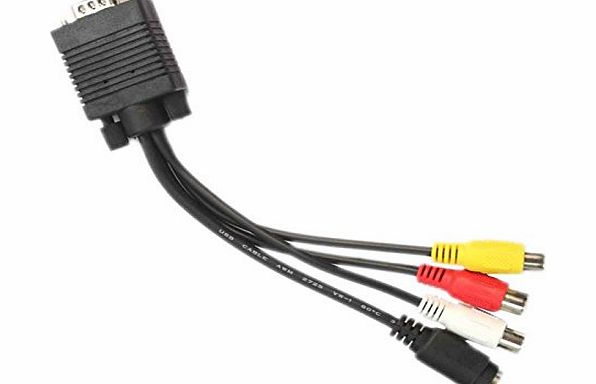 AcGoSp VGA to S-Video 3 RCA TV AV Converter Cable Black