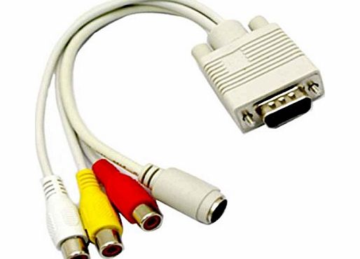 AcGoSp VGA to S-Video 3 RCA TV AV Converter Cable White