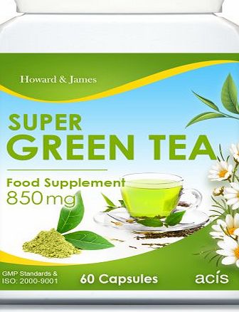 Green Tea 850mg 60 Capsules - Powerful Diet Pills for Weight Loss Management amp; General Health - Premium GMP Supplement