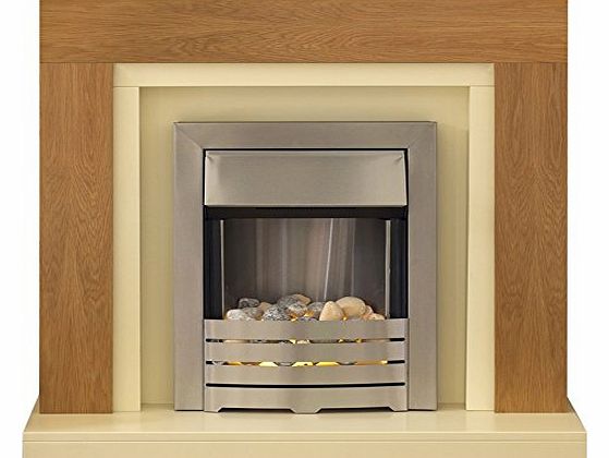 Chloe Oak and Ivory Fireplace Suite with Helios Electric Fire, 2000 Watt
