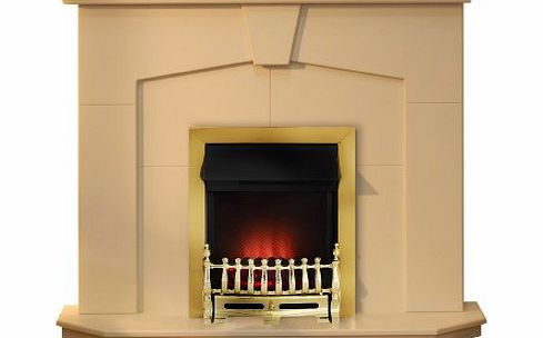 Adam The Abbey Traditional Electric Fireplace with Adam Ribbon Brass Electric Fire