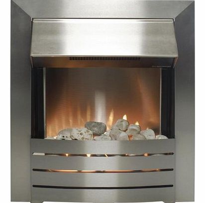 The Adam Helios Brushed Steel Electric Fire with Pebble Bed Glow Effect