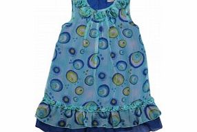 Girls Chiffon Bubble Print Dress L15/A3
