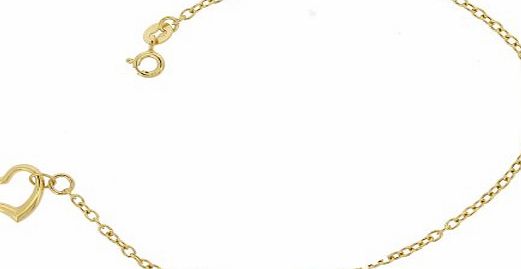 Adara 9ct Yellow Gold and Heart Charm 19cm Bracelet with Width 1/1.1cm