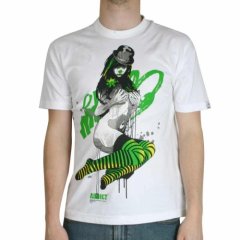 Addict Mens Addict Clown Girl 3 Tee White / Lime