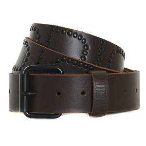Studded Bonded leather belt - Brown
