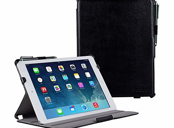 Adento iPad Air 2 PU Leather Cover Case in black - Protective Cover with Stylus loop and Sleep amp; Wake function