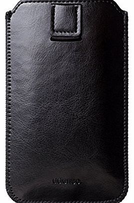 iPhone 6 Plus Case in Black PU Leather - Protective Pouch Cover with Elastic Pull Strap and soft Interior for the Apple Phone 6 Plus
