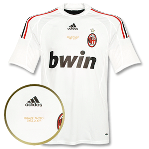 Adidas 08-09 AC Milan Away Shirt   Grazie Paolo Embroidery