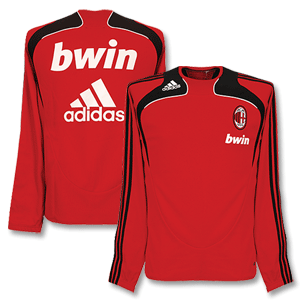 Adidas 08-09 AC Milan L/S Sweat Top - Red *Import