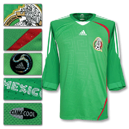 Adidas 08-09 Mexico Home Shirt - 3/4 Arm - Boys