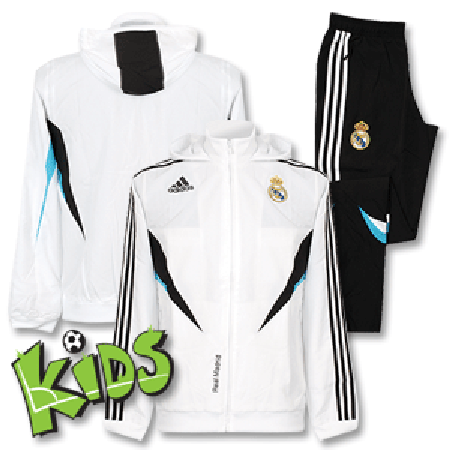 Adidas 08-09 Real Madrid Boys Pres Presentation Suit - White/Black