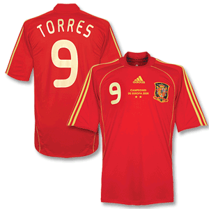 Adidas 2008 Spain European Champions Shirt - Home   Torres 9