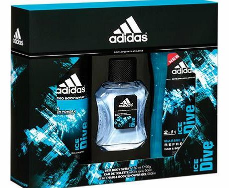 adidas  Ice Dive Gift Set 50ml EDT   150ml Shower Gel   150ml Deodorant Spray