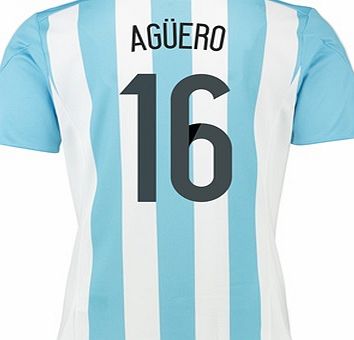 Adidas Argentina Home Shirt 2015 White with Aguero 16