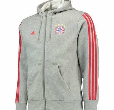 Adidas Bayern Munich Core Zip Through Hooded Top Grey