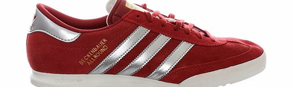 Adidas Beckenbauer Red/Silver Suede Trainers