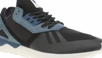 Adidas Black And Blue Tubular Runner Trainers