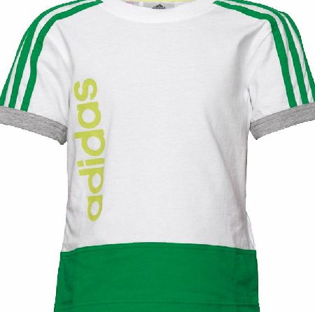 Adidas Boys 3 Stripe Essential T-Shirt White