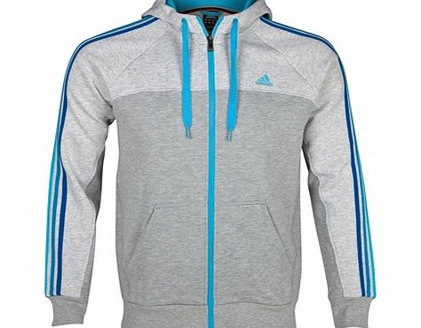 Adidas Essentials 3 Stripe Full Zip Hooded Top -