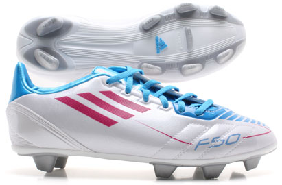 F10 TRX SG Kids Football Boots White/Pink/Blue