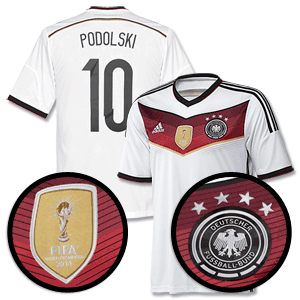 Adidas Germany Home 4 Star Podolski Shirt 2014 2015