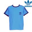 Adidas Heritage 3 stripe Trefoil Tee - Aqua/Carb Blue