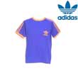 Adidas Heritage 3 stripe Trefoil Tee - BLUE/BURNT ORNG
