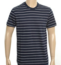 Adidas Navy and White Stripe T-Shirt