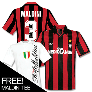 Adidas Originals 90-91 AC Milan Cup Winners Shirt   Maldini No.3   Grazie Maldini T-Shirt - White