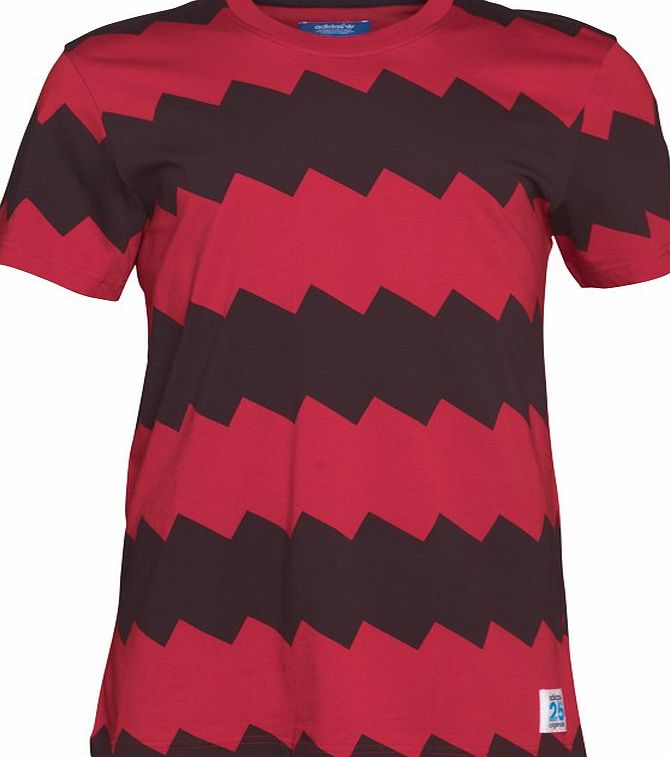 adidas Originals Mens Stripes T-Shirt Red/Black