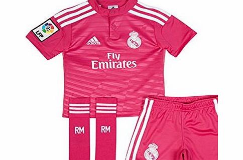 adidas Real Madrid Away 2014/15 S/S Football Mini Kids Kit Blast Pink/White - size 4-5YRS