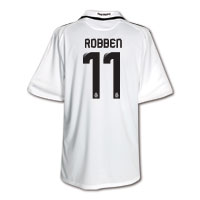 Real Madrid Home Shirt 2008/09 with Robben 11.