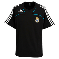 Adidas Real Madrid T-Shirt - Black/Pure Cyan.