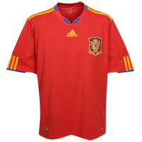 Adidas Spain Home Shirt 2009/10 - Red/Collegiate Gold.