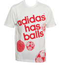 Adidas White T-Shirt with Red Adidas Has Balls Logo