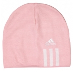 adidas Womens Essential 3 Stripe Beanie Diva/White