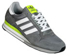 ZX 500 Grey/White/Green Material Trainers