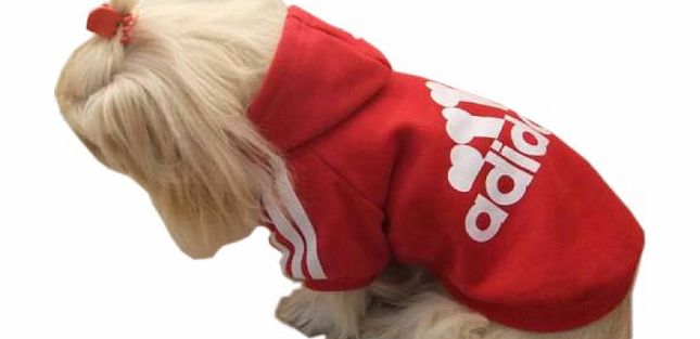 Adidog ,Sport Dog Hoodie, Puppy Hoodie,Big amp; small Size :(S to 8XL) amp;(Colours : Black amp; Red) (RED, S)