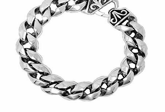 Adisaer Unisexs Titanium Steel Bracelet Simple Smooth Interlocking Length 19 CM Silver - Adisaer Jewelry